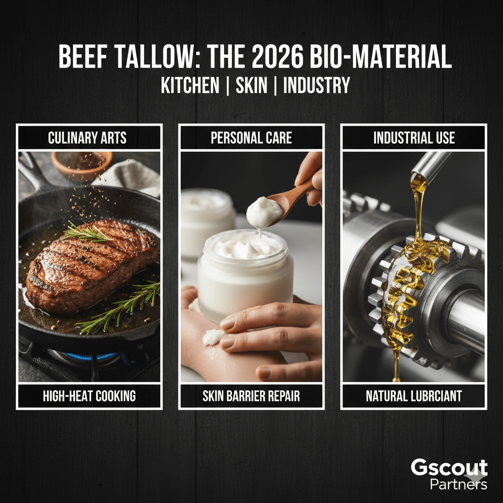 Beef Tallow Guide 2026: Technical Properties, Skincare Benefits & Cooking